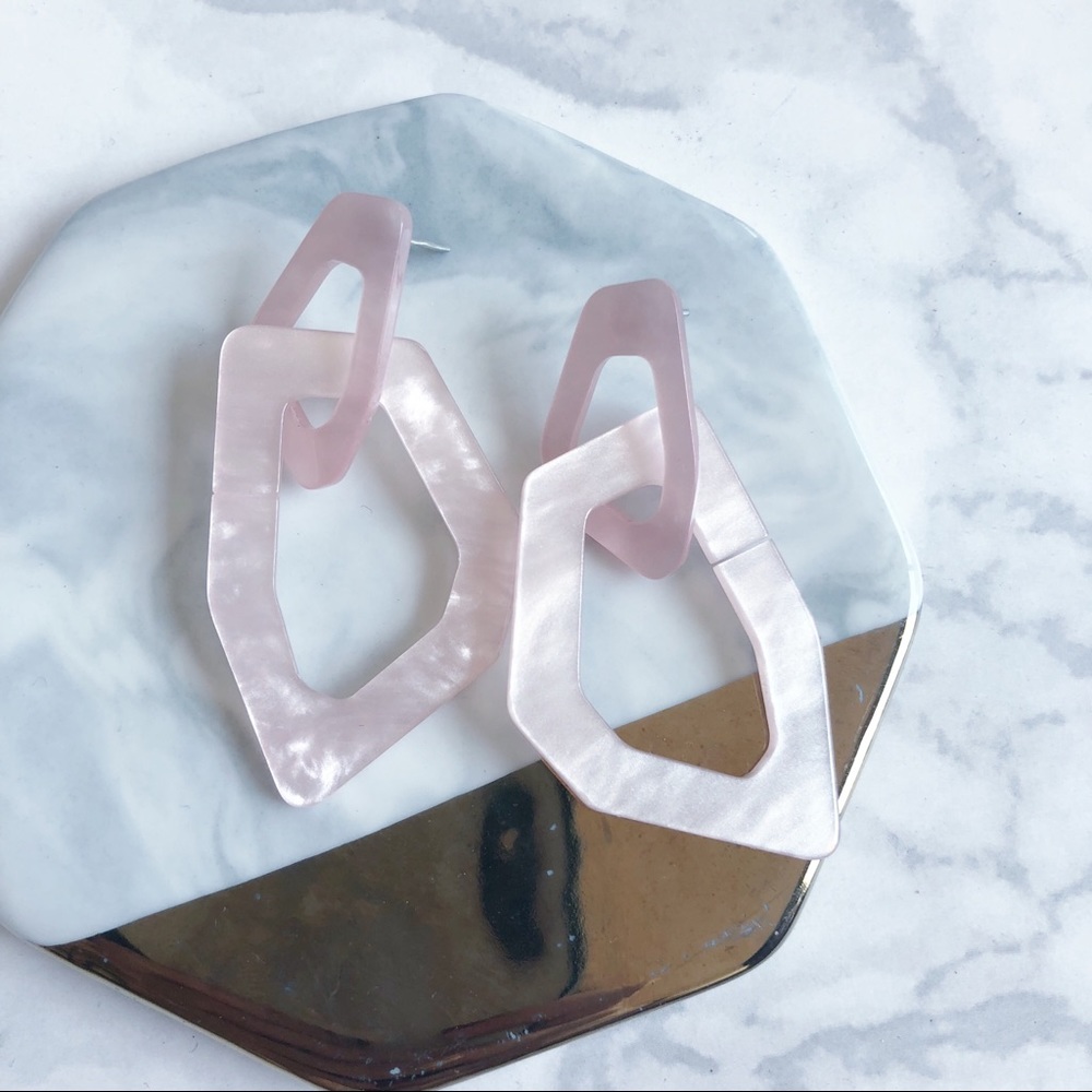 LAST Pink Cherry Blossom Linked Acrylic Earrings - Picture 2 of 3